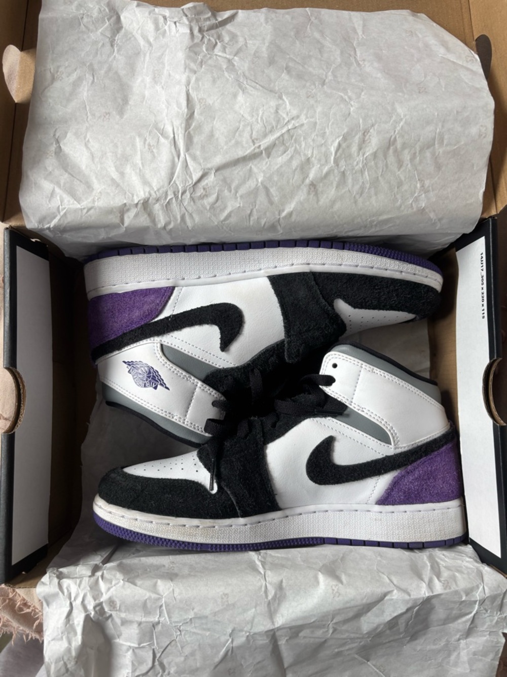 Nike Air Jordan 1 Mid - White, Black & Purple